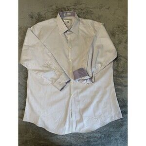 Jhane Barnes Stripe LS Shirt Purple Slim Fit Mens 17 1/2 32/33 Flip Cuff